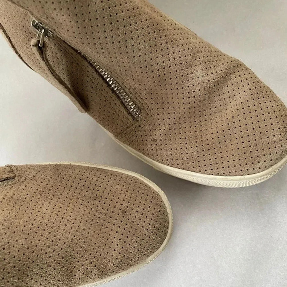 Steve Madden, Caliber Perforated Suede Wedge Sneaker, Tan, Beige, White - Picture 9 of 11